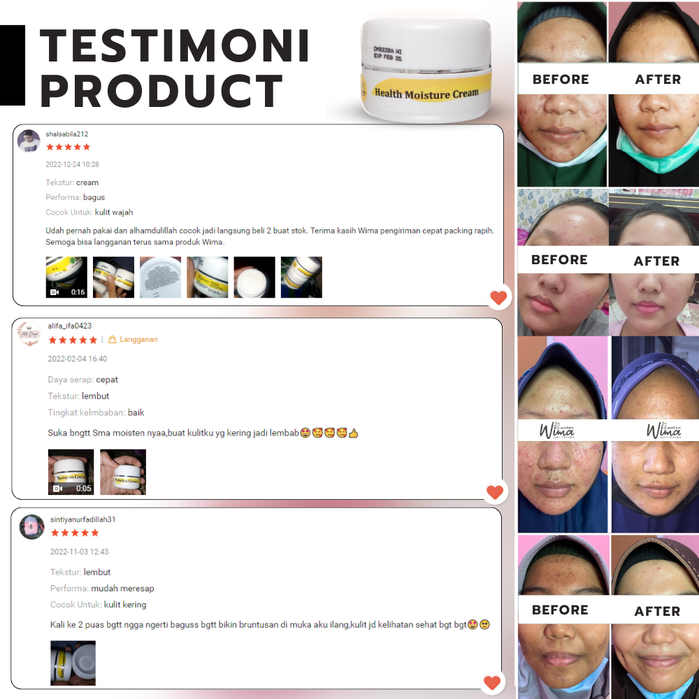 Testimoni Health Moisture Cream - Wima Aesthetic